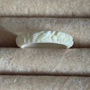 Antique Carved Bone Cream Pinky Ring Size 4